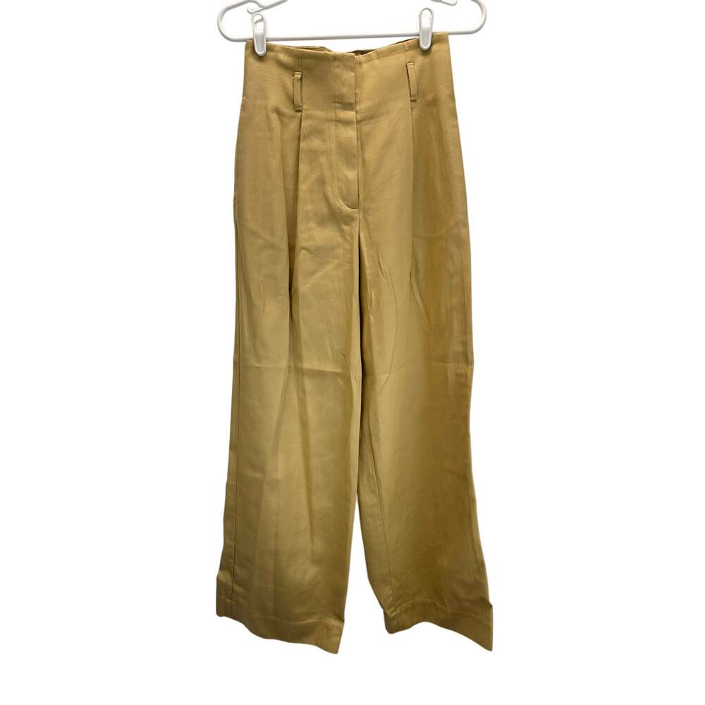 COS Wide-Leg Pleated Canvas Trousers Tan 4 Contemporary